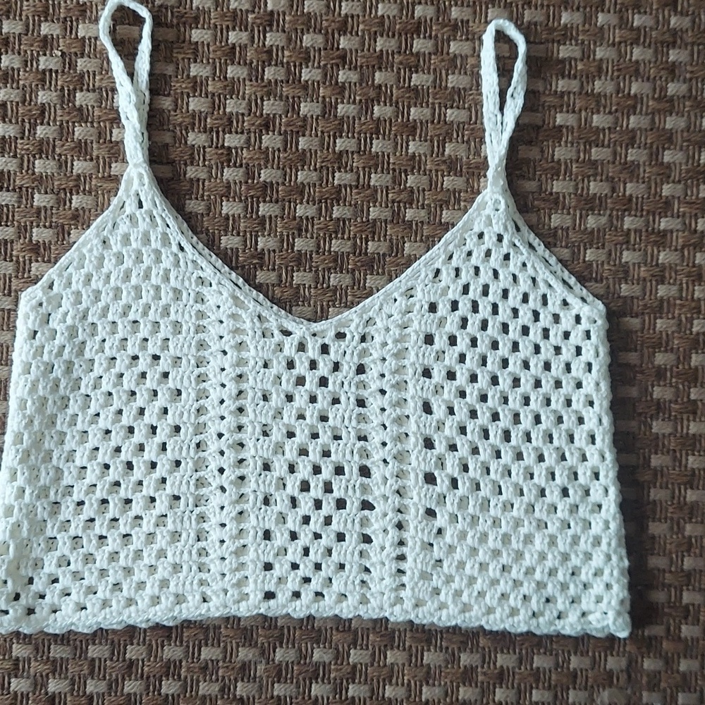 Crochet Ivory Cami Crop Top
